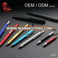 6 in 1 tool pen multifunction metal pen with ruler/screwdriver/stylus/horizontal