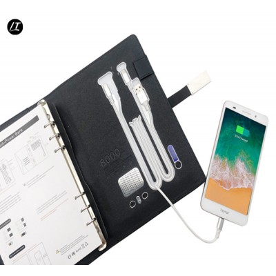 Power bank charging diary notebook with usb flash drive